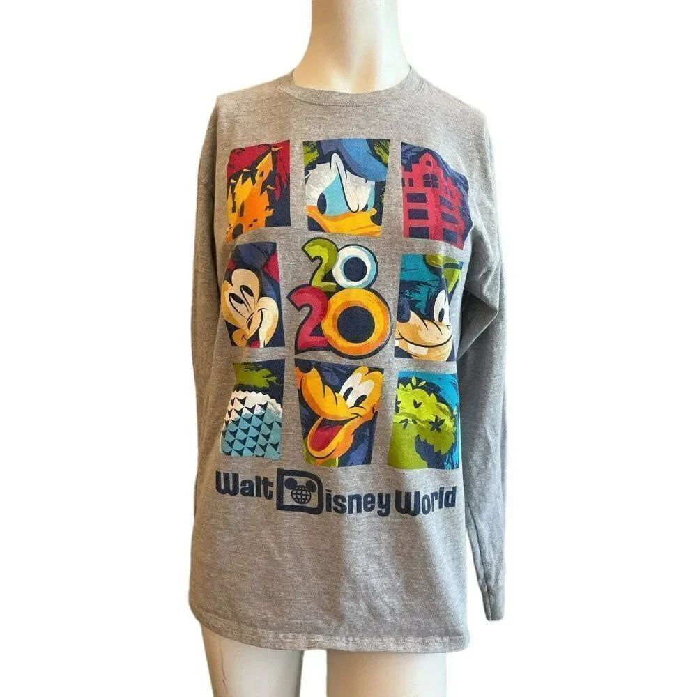 Walt Disney World Ladies Medium 2020 Long Sleeve Disneyland Gray Graphic T Shirt